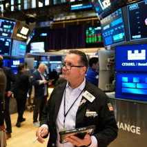 Edward Curran works on the floor at the New York Stock Exchange.